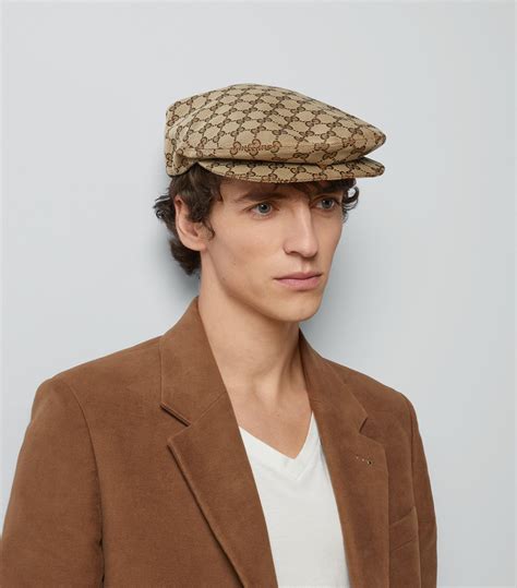 Mens Gucci neutrals GG Supreme Flat Cap 